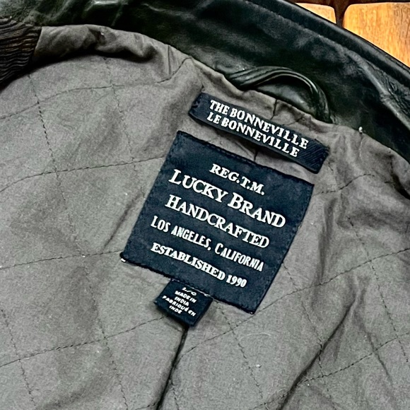 Lucky Brand Bonneville leather jacket. Heavy patina vintage black. - Picture 2 of 6